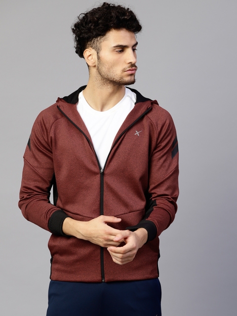 

HRX by Hrithik Roshan Men Maroon Solid Hooded Sweatshirt