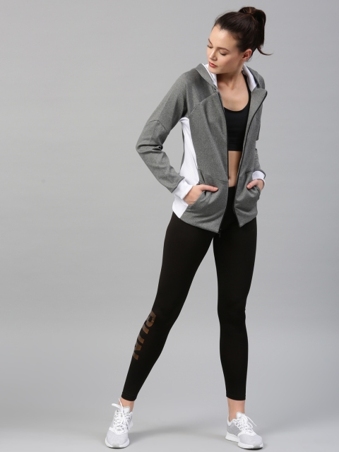 

HRX by Hrithik Roshan Women Grey Solid Hooded Sweatshirt
