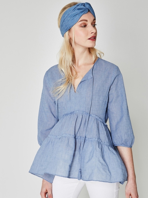 

promod Women Blue Solid Top