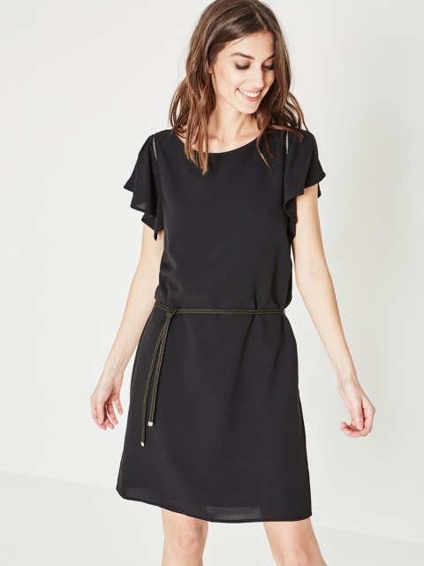 

promod Women Black Solid A-Line Dress