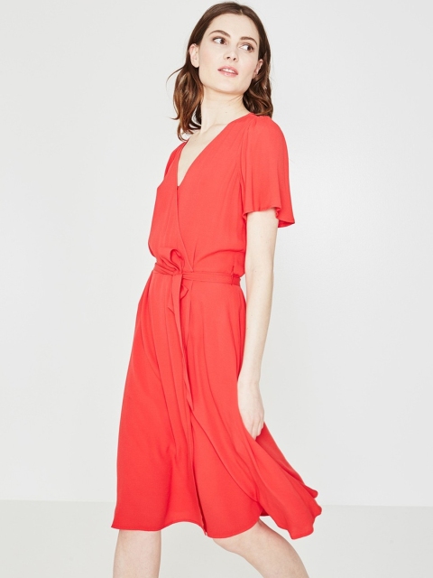 

promod Women Red Solid Fit and Flare Dress