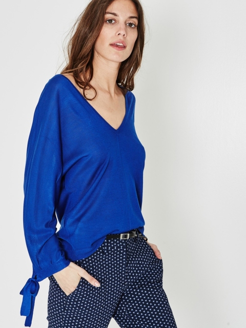 

promod Women Blue Solid Pullover