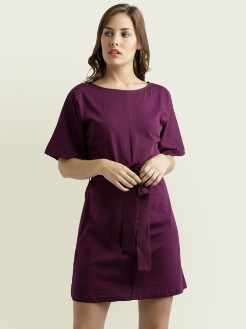 

Miss Chase Women Magenta Solid A-Line Dress