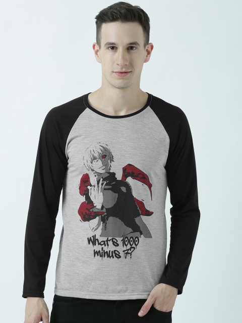 

ComicSense.xyz Men Grey Melange Printed Round Neck T-shirt