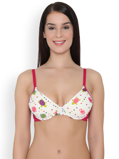 

Clovia Padded Underwired Printed Push-Up Bra, Off white