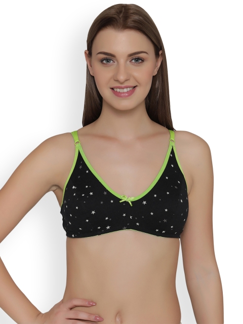 

Clovia Cotton Non-Padded Non-Wired Star Print Bra, Green