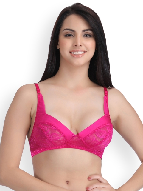 

Clovia Pink Solid Non-Wired Non Padded Balconette Bra BR0816X14