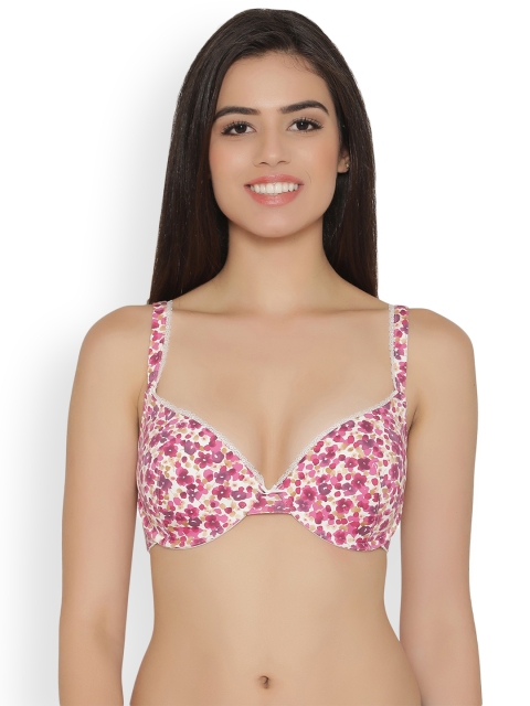 

Clovia Padded Underwired Floral Print T-Shirt Bra, Pink