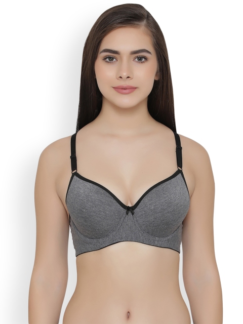 

Clovia Cotton Rich Padded Underwired Racerback Sports Bra, Grey
