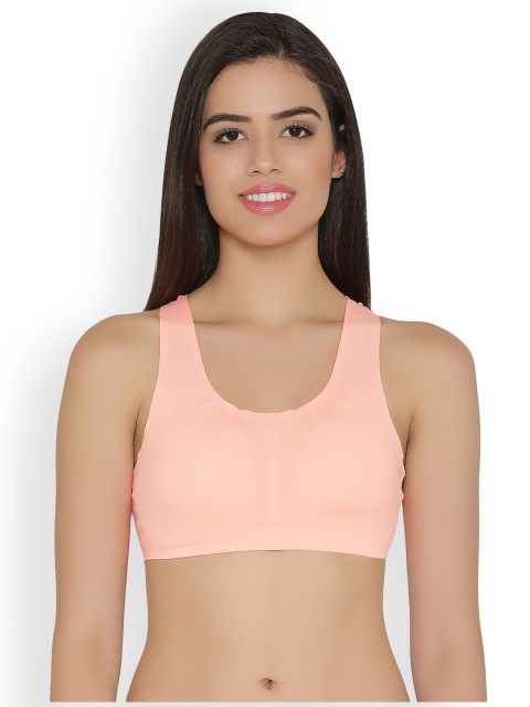 

Clovia Padded Non-Wired Seamless Laser Cut Sports Bra, Peach