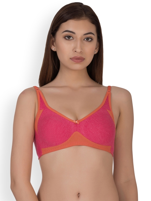 

Clovia Pink & Orange Solid Non-Wired Non Padded Everyday Bra BR1030X14