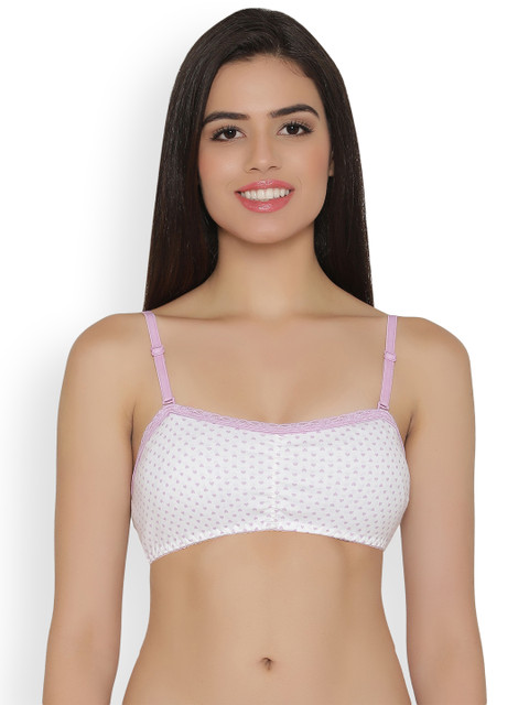 

Clovia Cotton Rich Non-Padded Non-Wired Printed Multiway Strapless Beginners Bra, White
