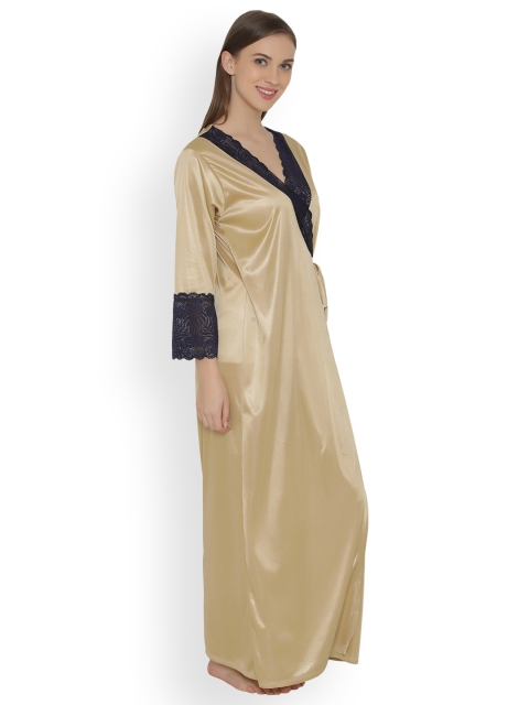 

Clovia Beige Maxi Satin Robe NSM563B24