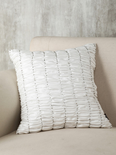 

Pure Home and Living White Self Design Square Cushion Cover