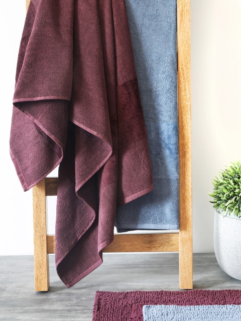 

Pure Home and Living Wine-Coloured Solid Cotton 550 GSM Bath Towel, Purple