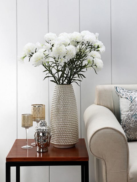 

Pure Home and Living Cream-Coloured Textured Decorative Vase