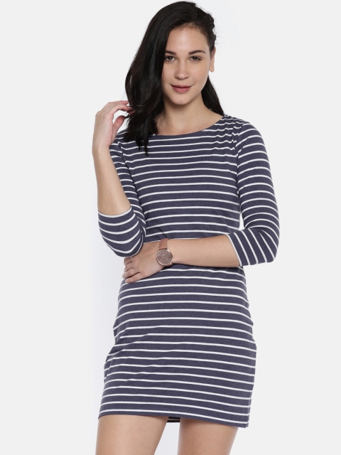 

People Women Navy Blue & White Striped A-Line Dress