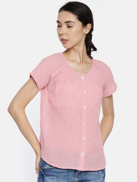 

People Women Pink & White Striped Top