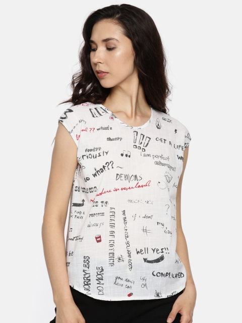 

People Women White Printed Top