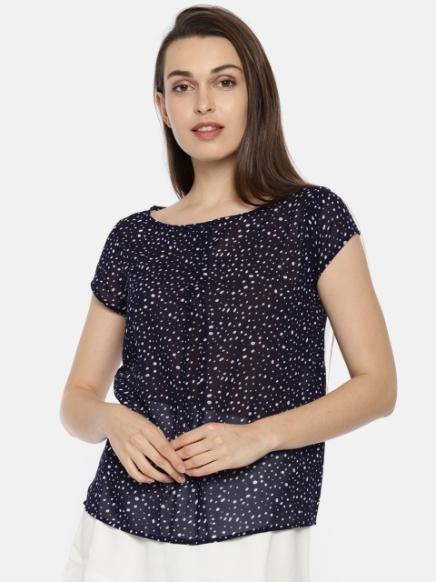 

People Women Blue Printed Top