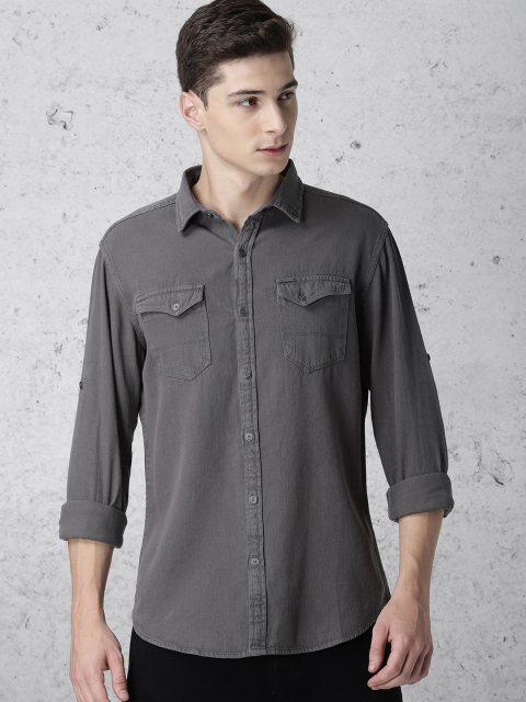 

Ecko Unltd Men Grey Regular Fit Solid Casual Shirt
