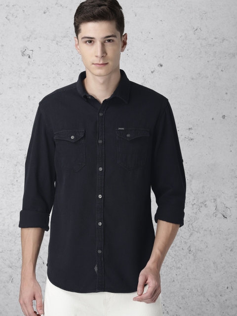 

Ecko Unltd Men Navy Slim Fit Solid Casual Shirt, Navy blue