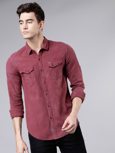 

Ecko Unltd Men Burgundy Slim Fit Solid Casual Shirt