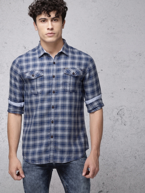 

Ecko Unltd Men Blue Slim Fit Checked Casual Shirt