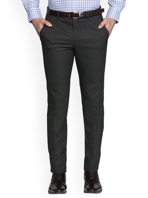 

V Dot Men Grey Regular Fit Solid Formal Trousers