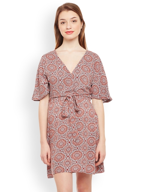 

Oxolloxo Women Rust Printed A-Line Dress