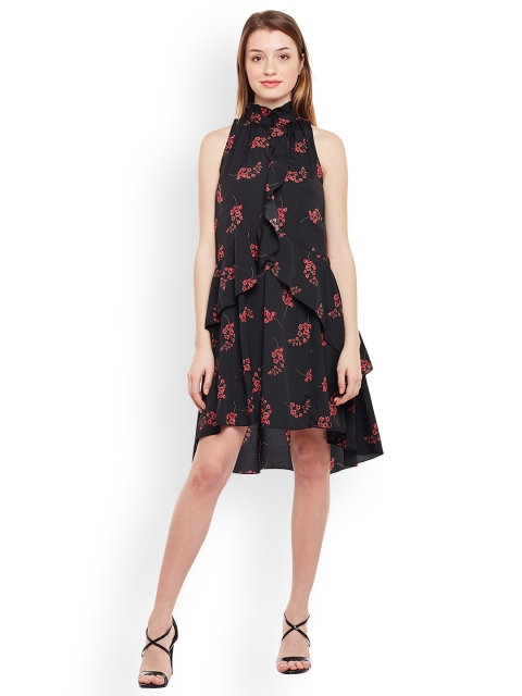 

Oxolloxo Women Black Printed A-Line Dress