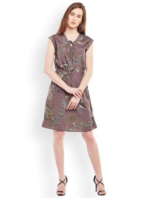 

Oxolloxo Women Grey Printed A-Line Dress