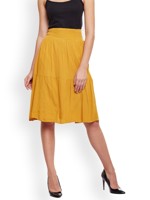 

Oxolloxo Women Mustard Solid A-Line Skirt
