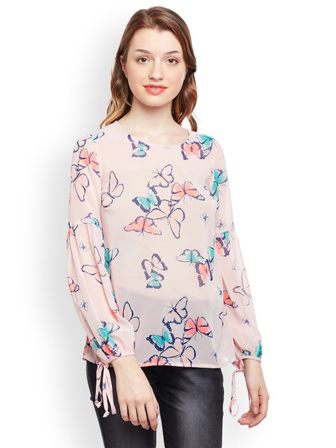 

Oxolloxo Women Peach-Coloured Printed Top
