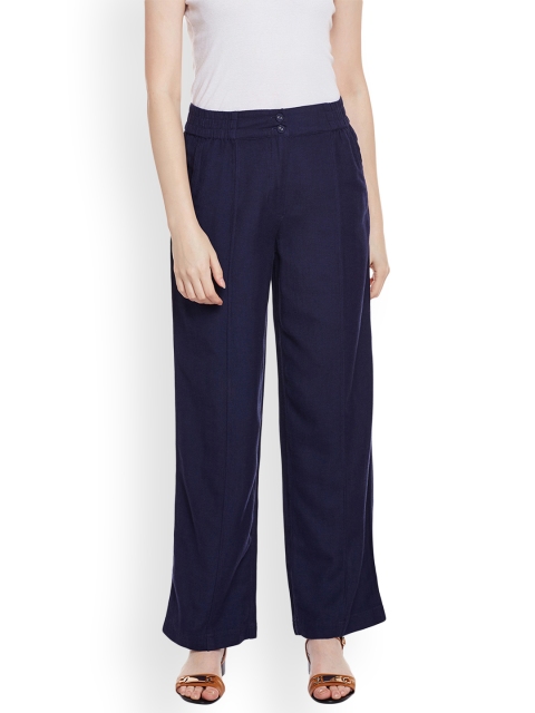 

Oxolloxo Women Navy Blue Solid Palazzos