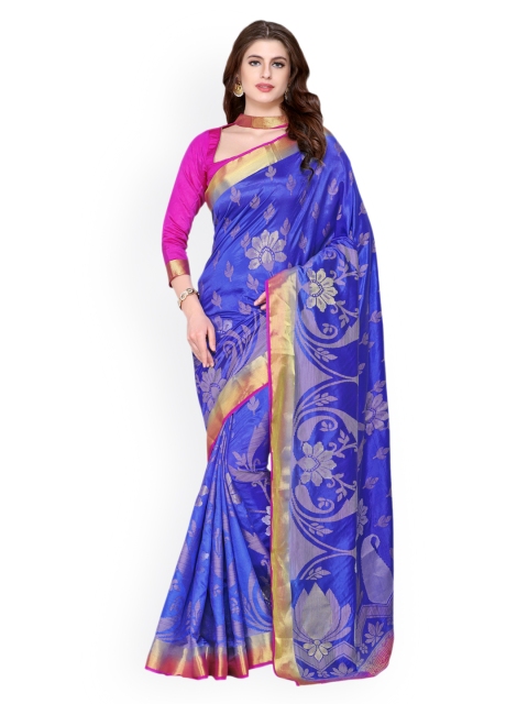 

MIMOSA Blue Art Silk Woven Design Kanjeevaram Saree