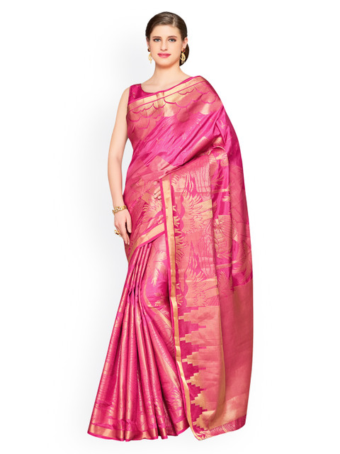 

MIMOSA Pink Art Silk Embroidered Kanjeevaram Saree
