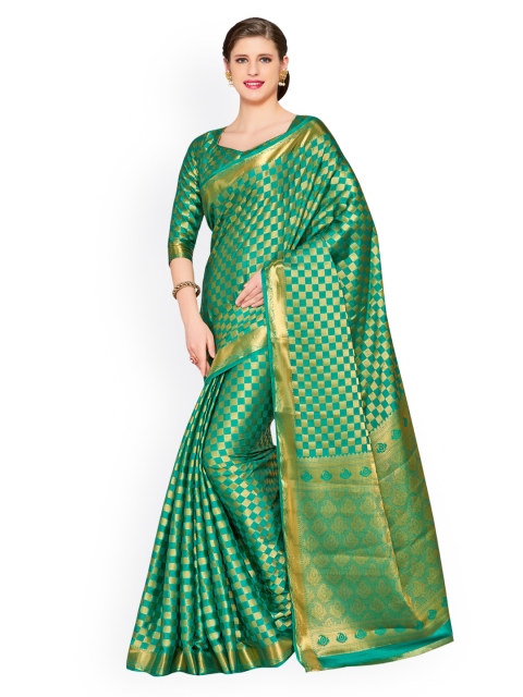 

MIMOSA Green Woven Design Kanjeevaram Saree