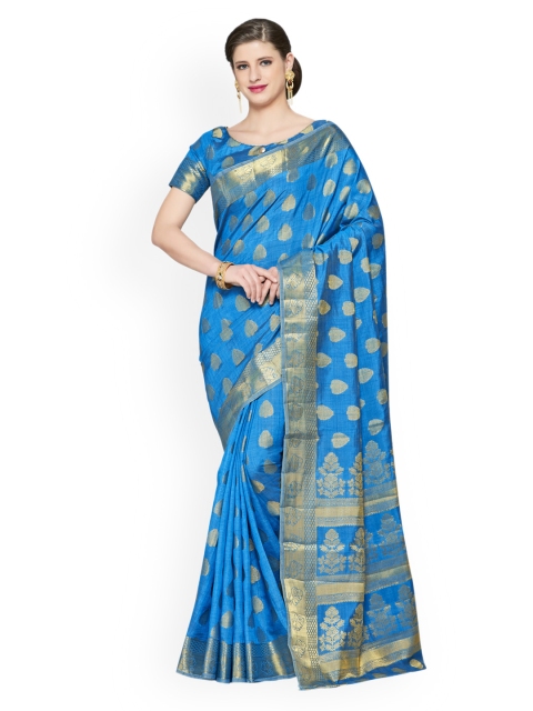 

MIMOSA Blue Woven Design Kanjeevaram Saree