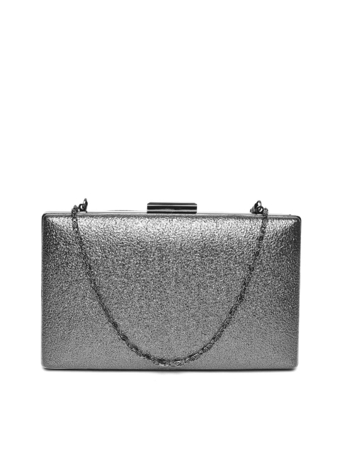 

DressBerry Gunmetal-Toned Box Clutch With Sheen Effect, Metallic