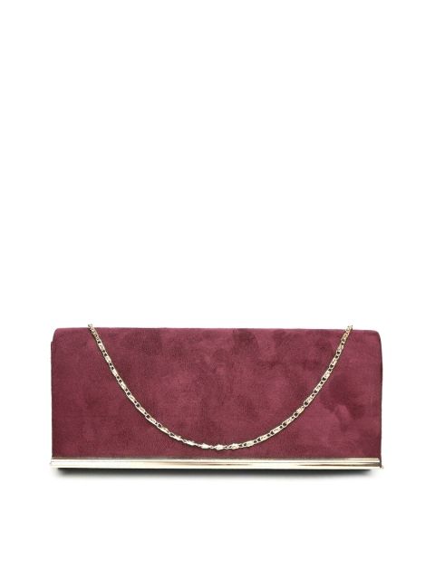 

DressBerry Maroon Solid Foldover Clutch