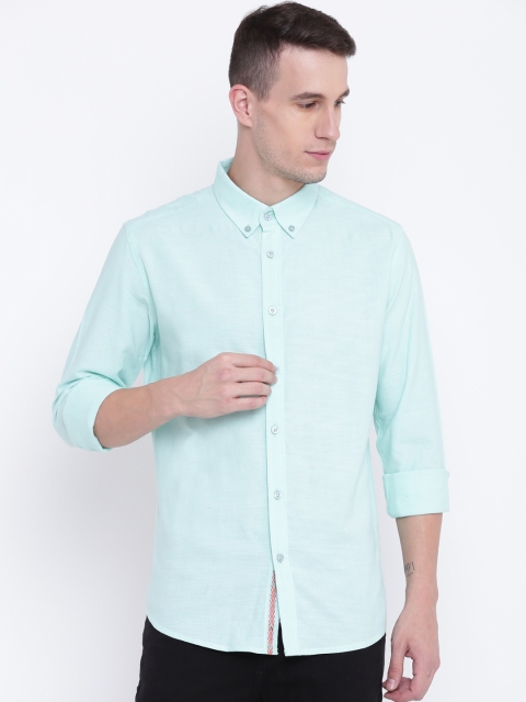 

CAMLA Men Green Regular Fit Linen Casual Shirt