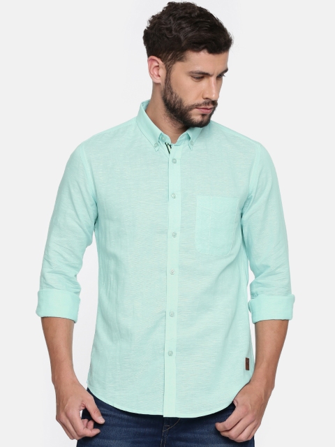 

CAMLA Men Sea Green Regular Fit Solid Casual Shirt