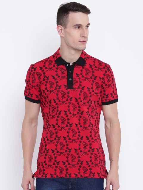 

CAMLA Men Red Printed Polo Collar T-shirt