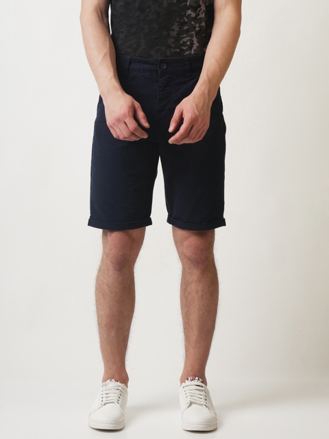 

Blue Saint Men Navy Blue Solid Slim Fit Regular Shorts