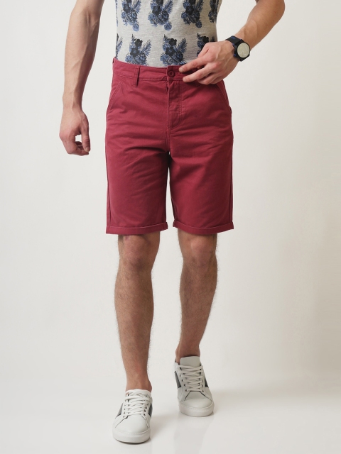 

Blue Saint Men Red Solid Slim Fit Regular Shorts