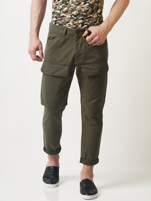 

Blue Saint Men Olive Green Smart Loose Fit Solid Cargos