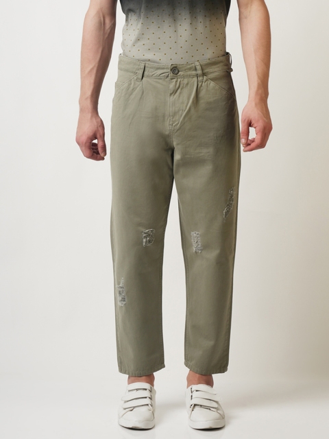 

Blue Saint Men Olive Green Smart Loose Fit Solid Chinos
