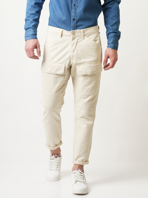 

Blue Saint Men Beige Smart Loose Fit Solid Cargos