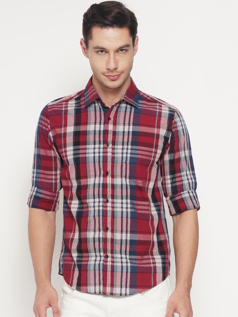 

IVOC Men Red & Blue Slim Fit Checked Casual Shirt